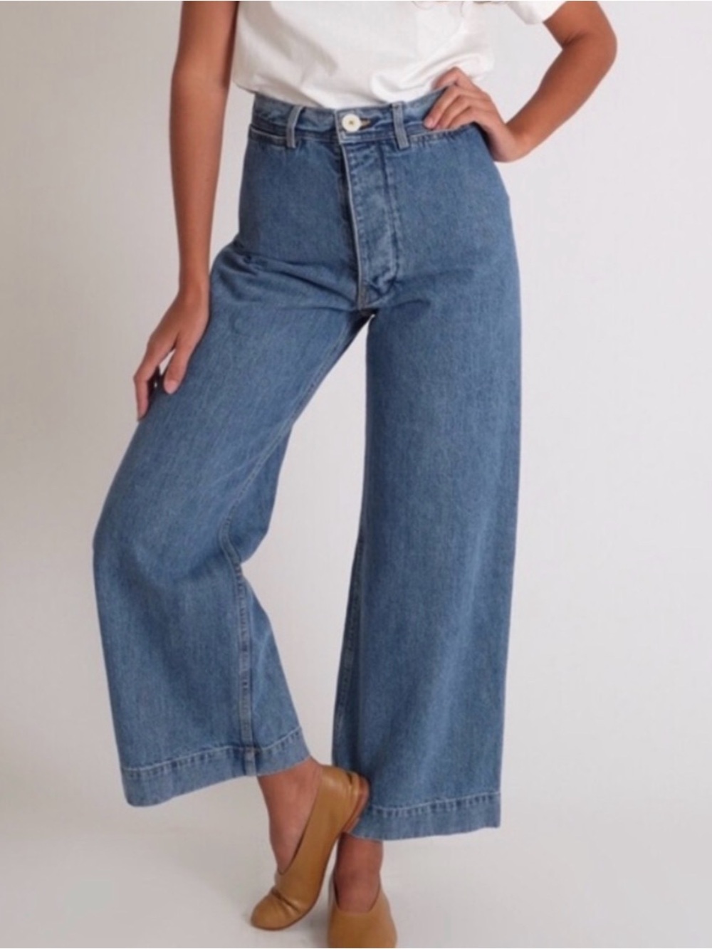Jesse Kamm Wide-Leg High-Rise Jeans — size 6